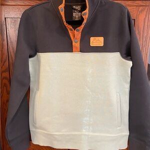 NWT Moosejaw Mountaineering Men's Long Weekend Snap Pullover Navy aqua green XS